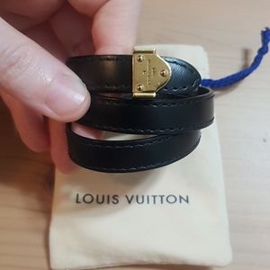 Louis Vuitton Black Leather Bracelet